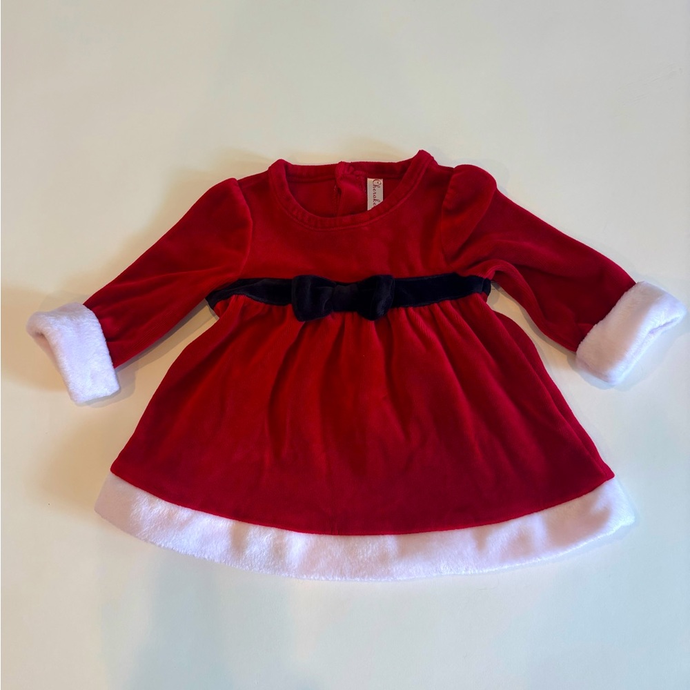3-6m baby Santa Mrs. Clause velvety Christmas dress